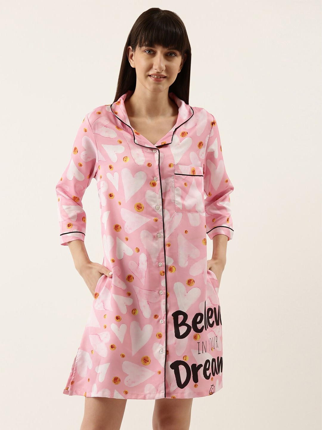 

Bannos Swagger Pink Printed Nightdress