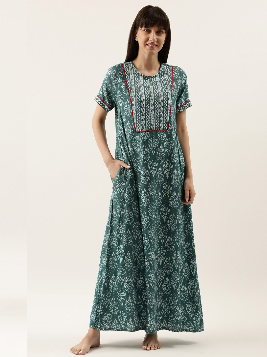 

Bannos Swagger Blue Printed Maxi Nightdress