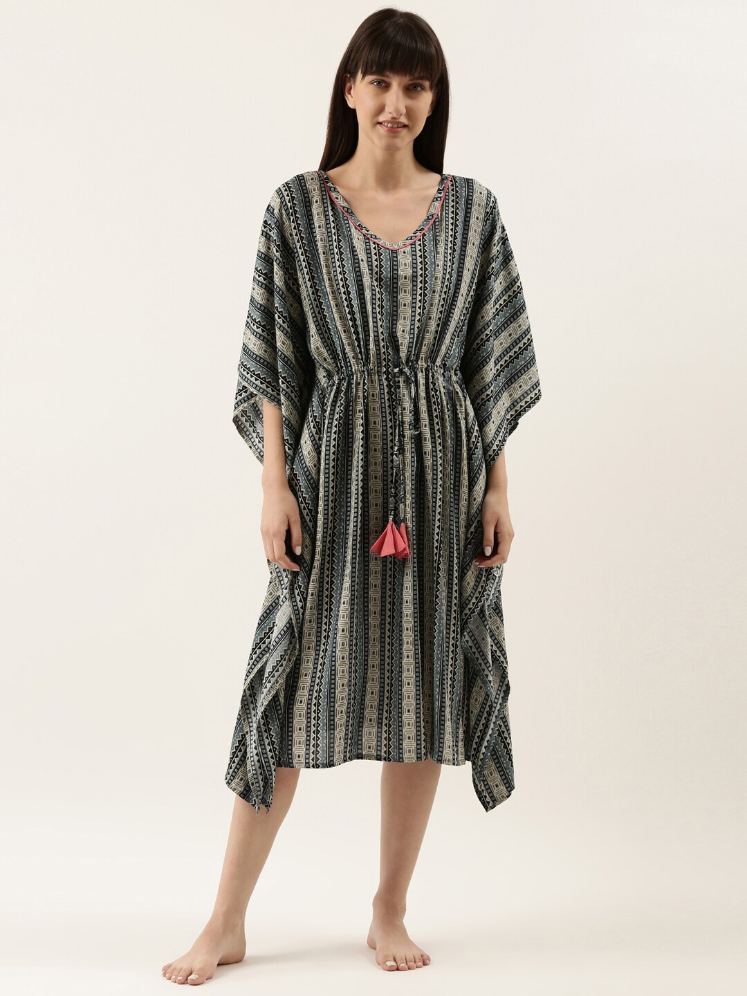 

Bannos Swagger Blue Printed Kaftan Nightdress