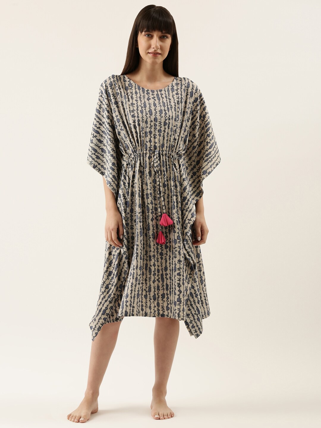 

Bannos Swagger Grey Printed Kaftan Nightdress