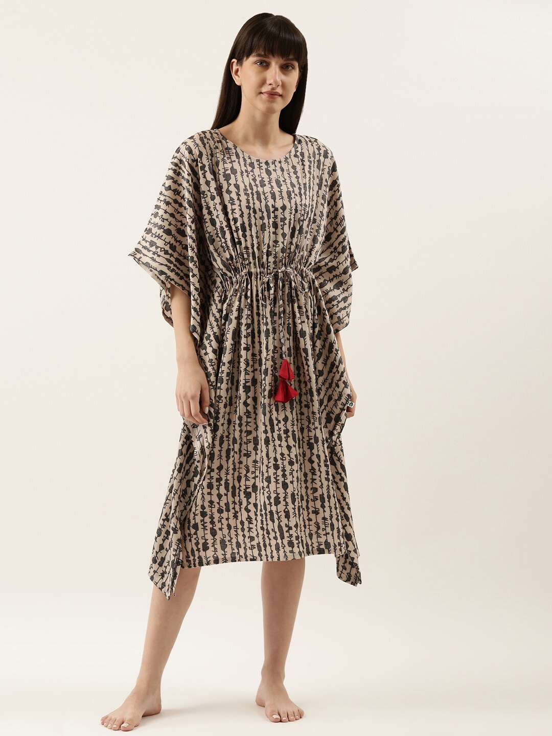 

Bannos Swagger Beige Kaftna Printed Nightdress