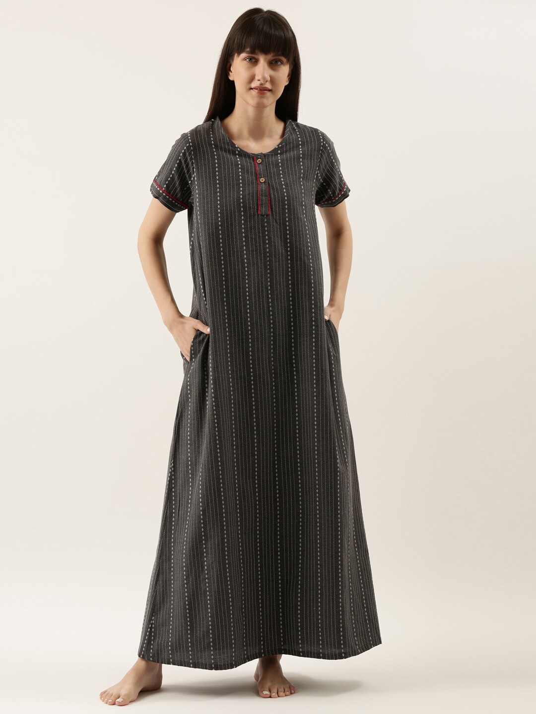 

Bannos Swagger women Grey Printed Maxi Nightdress