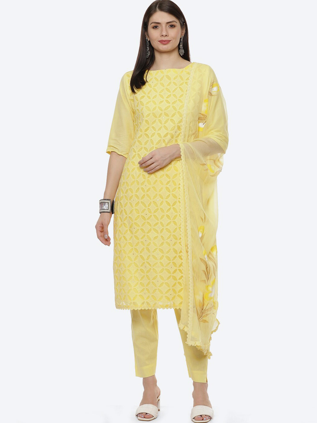 

Biba Yellow & Grey Unstitched Dress Material