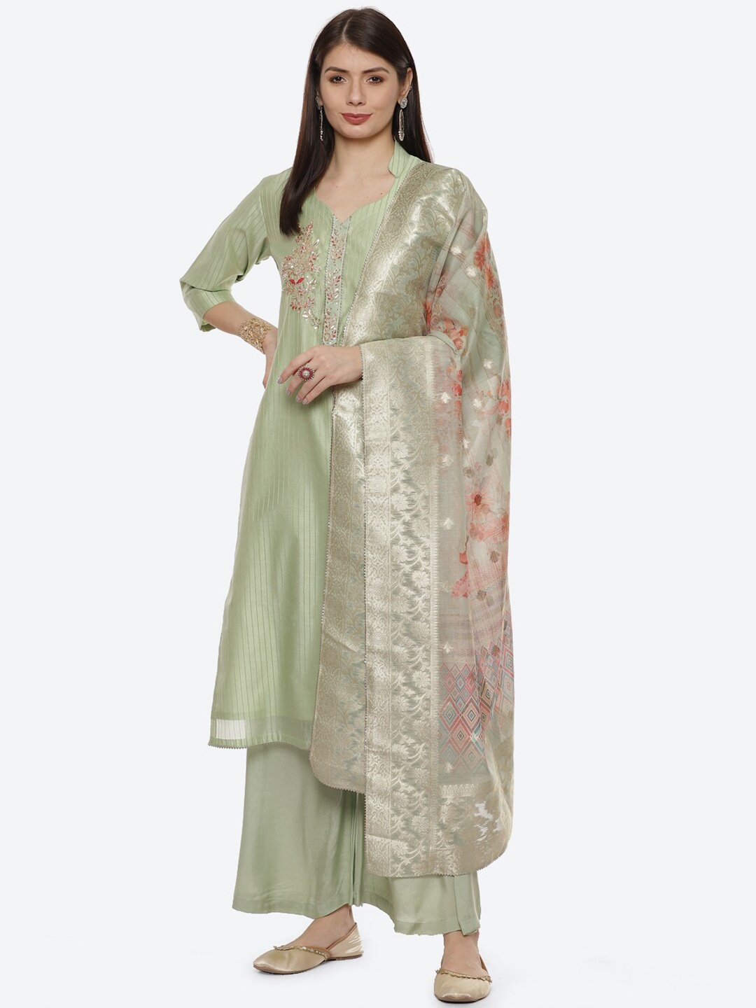 

Biba Green & Pink Embroidered Unstitched Dress Material