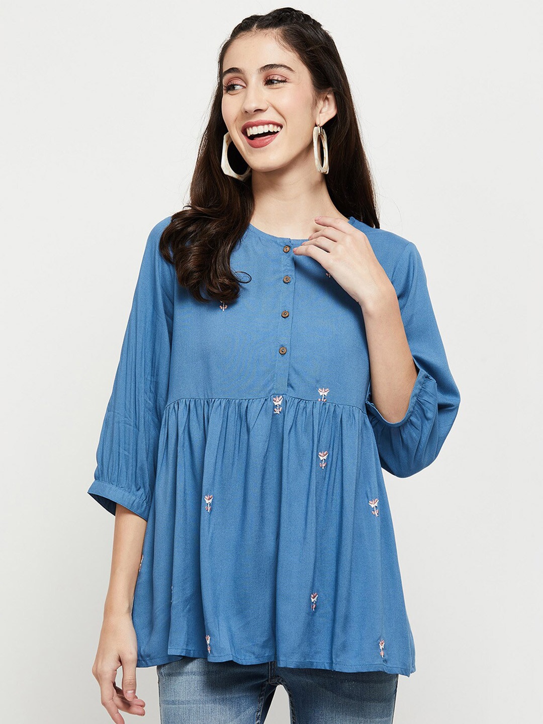

max Blue Flared Tunic