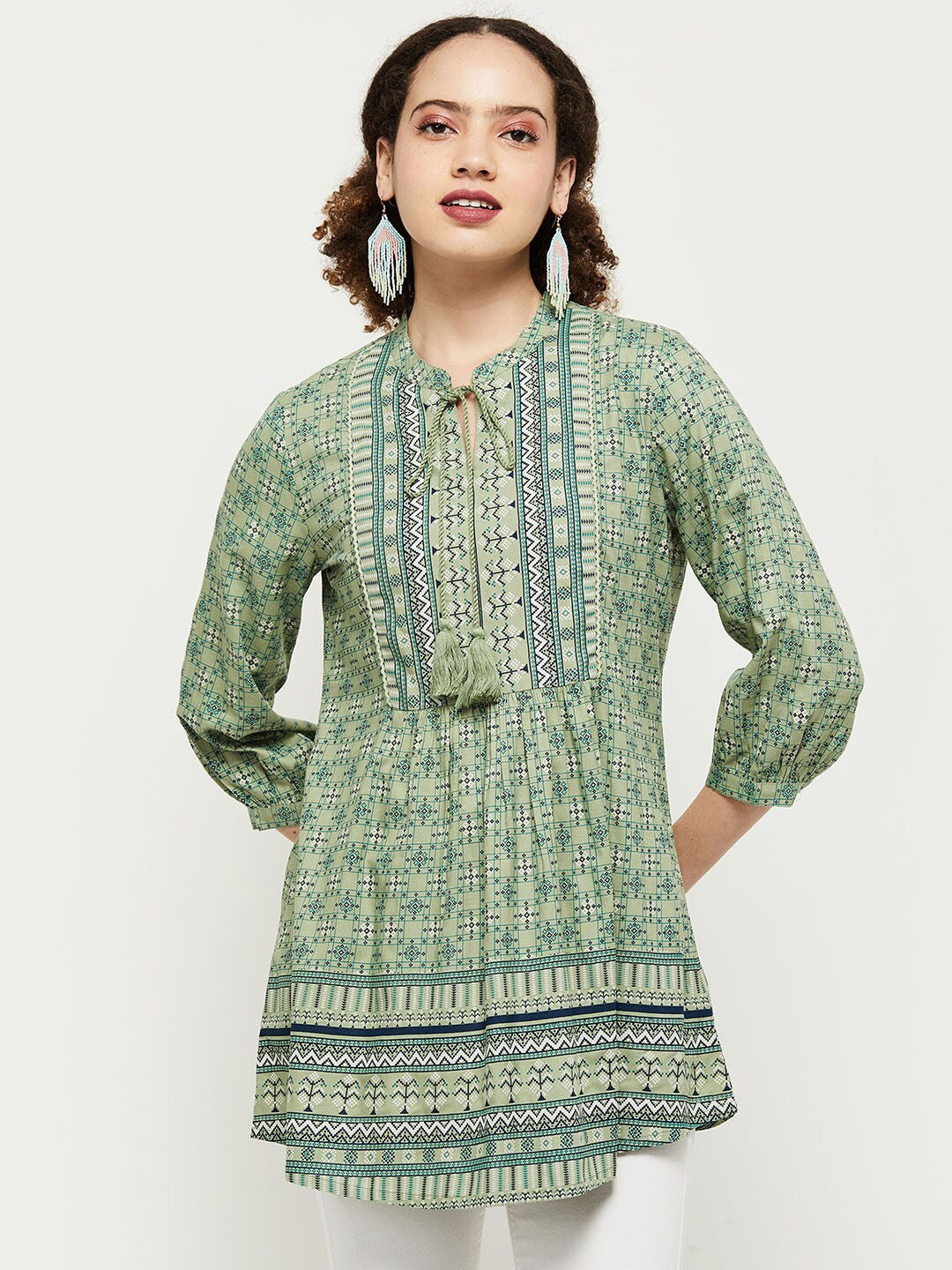

max Green & Blue Printed Tunic