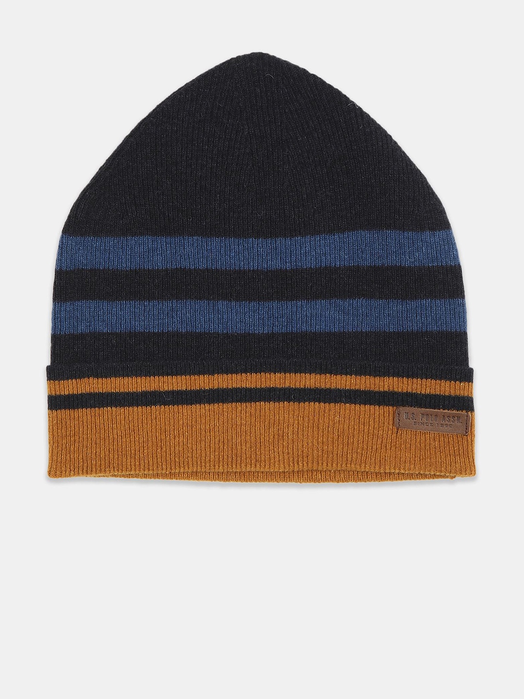 

U S Polo Assn Men Blue & Black Colourblocked Beanie