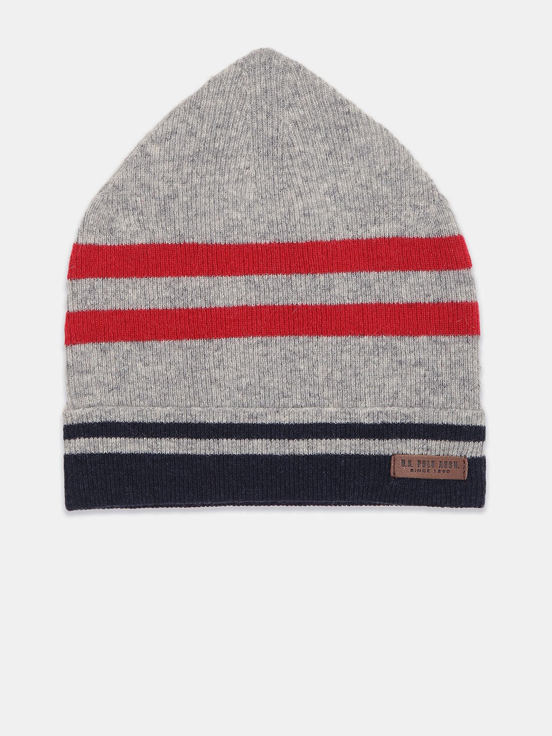 

U.S. Polo Assn. Men Grey & Red Striped Cotton Cap