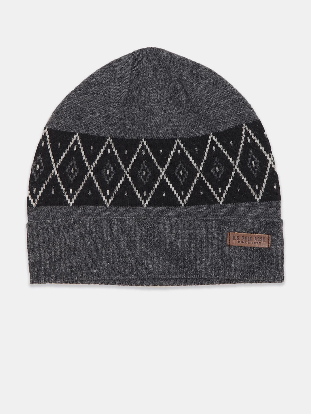 

U S Polo Assn Men Charcoal & Black Beanie Cap