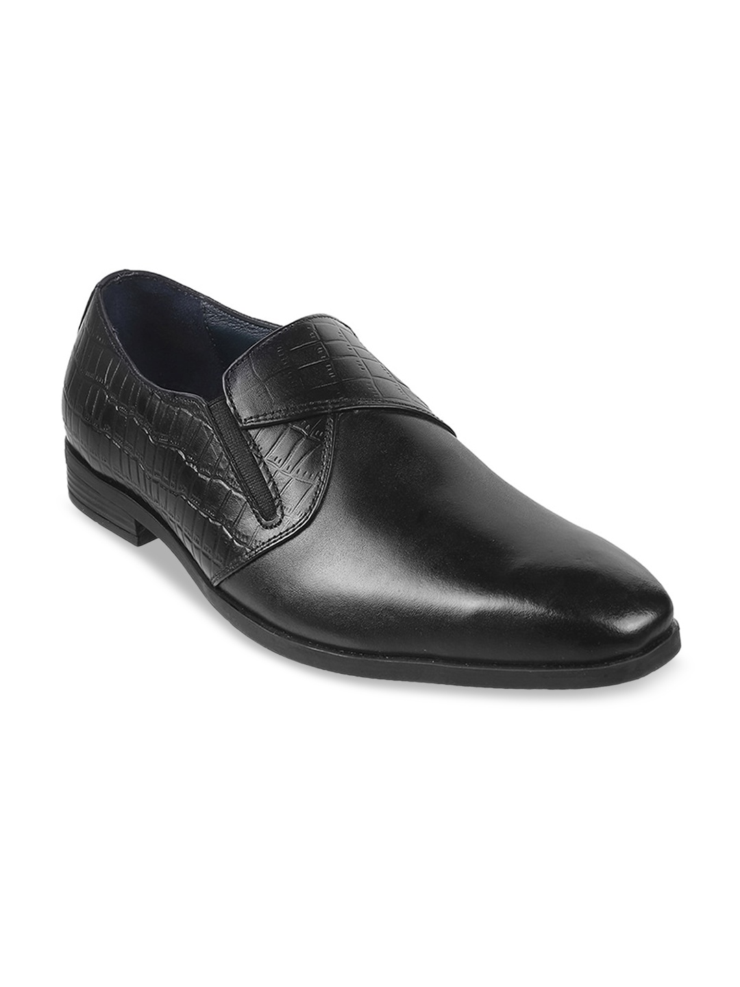 

Mochi Men Black Solid Formal Slip-On Shoes