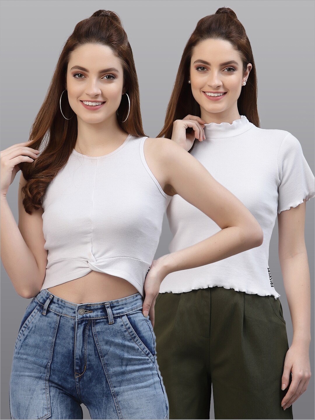 

Friskers Women White Pack Of 2 Crop Top