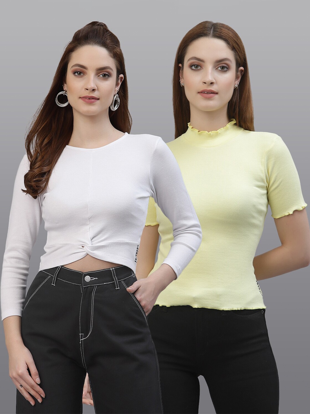 

Friskers White & Yellow Pack of 2 Solid Tops