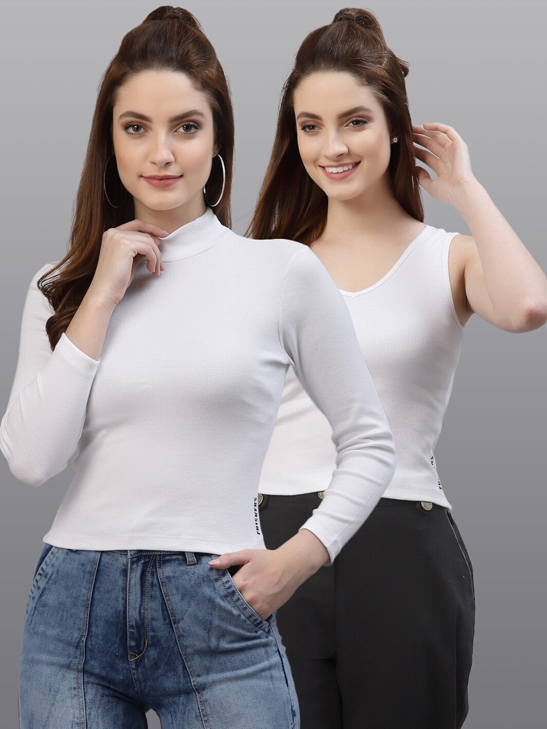 

Friskers Pack of 2 White Crop Top