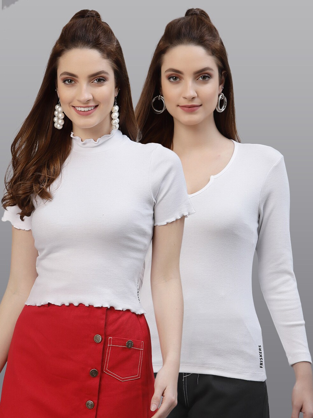 

Friskers White Pack of 2 Solid Fitted Top