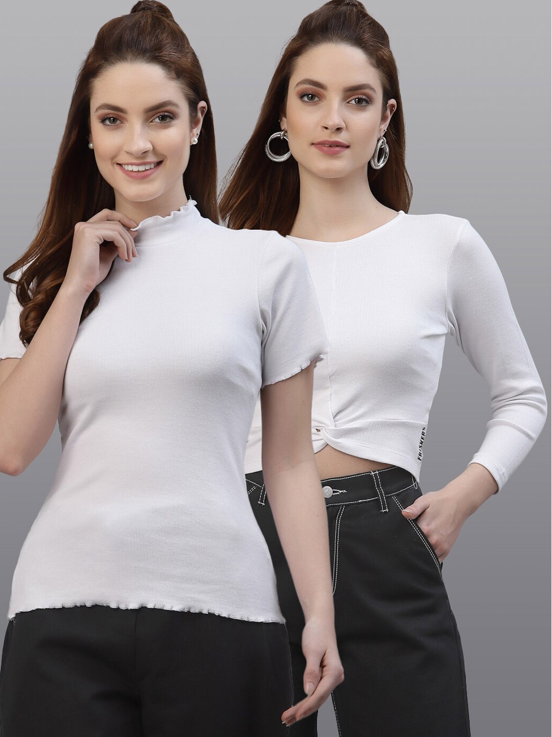 

Friskers White Pack of 2 Solid Fitted Top
