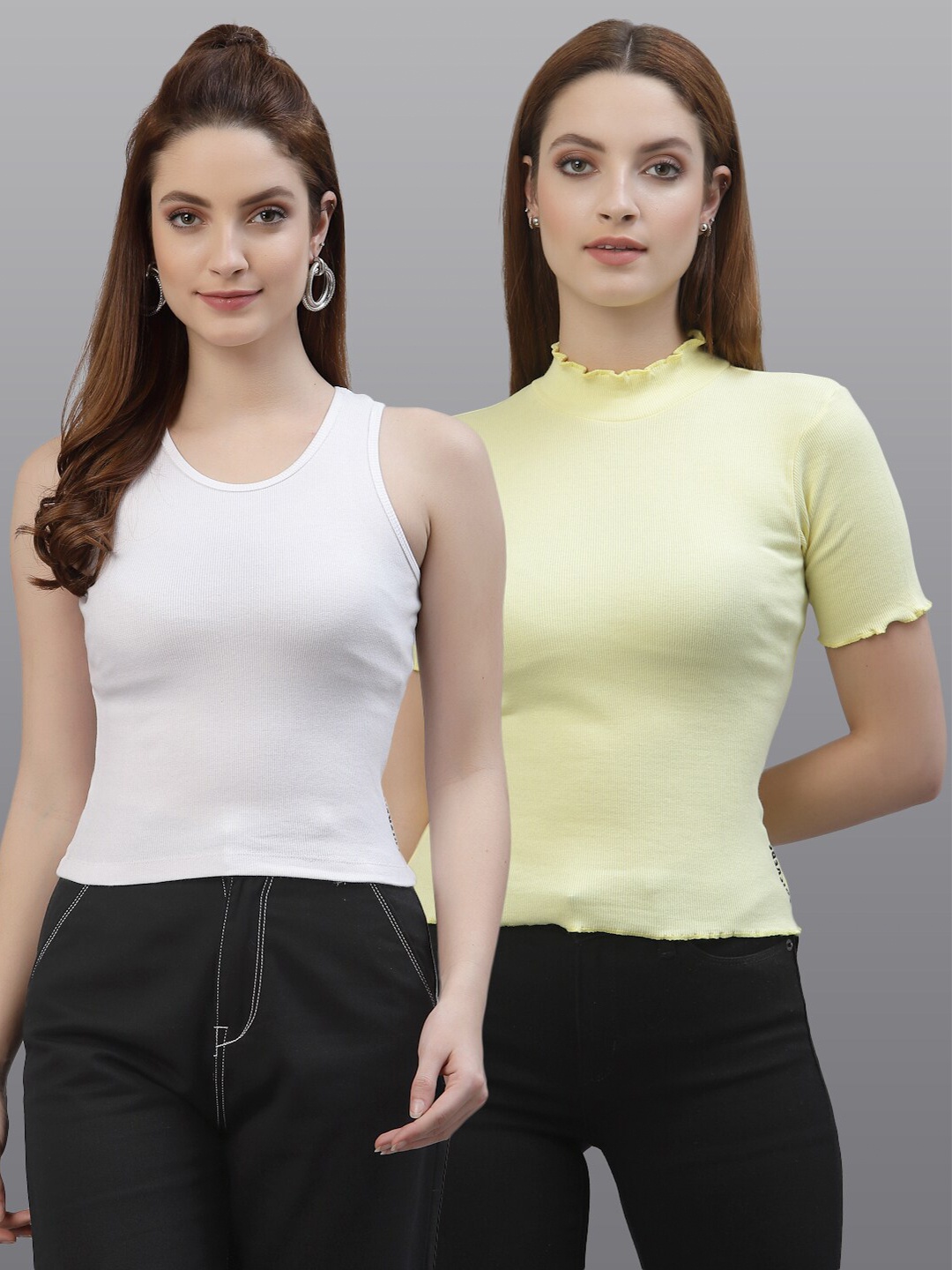 

Friskers White & Yellow Pack of 2 Solid Tops