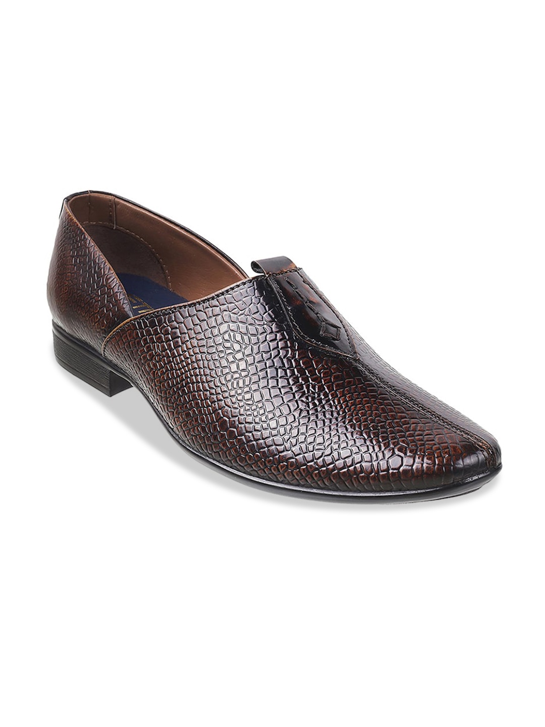 

Metro Men Tan Textured Leather Loafers