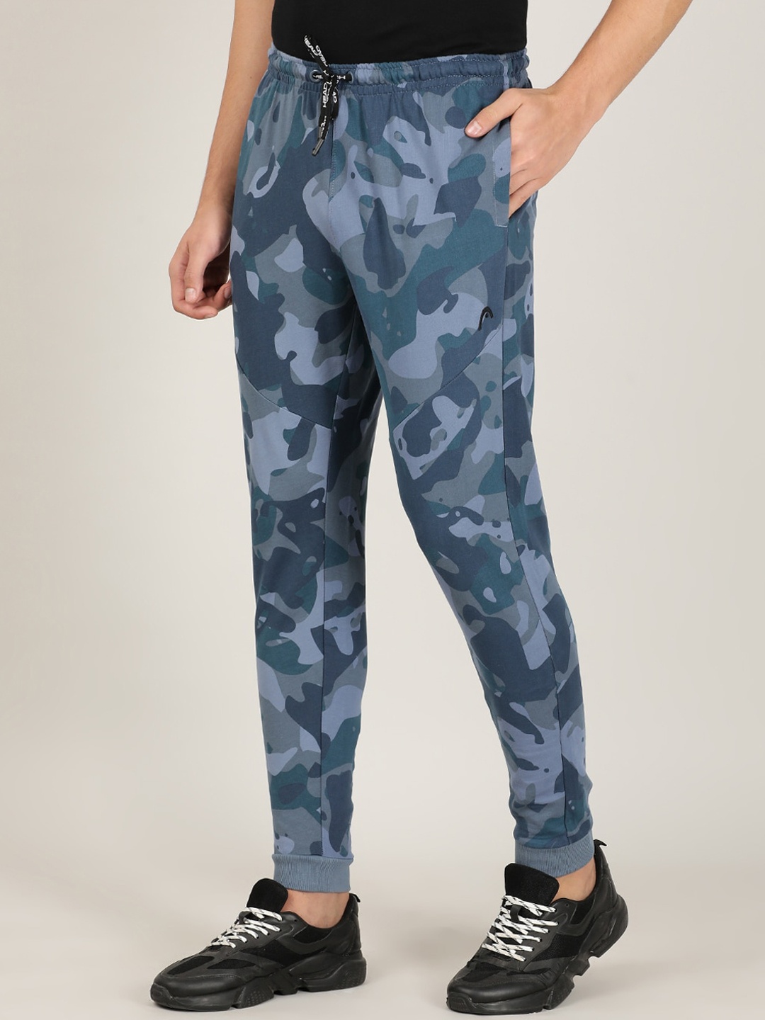

Head Men Blue Camouflaged Print Slim-Fit Track Pants