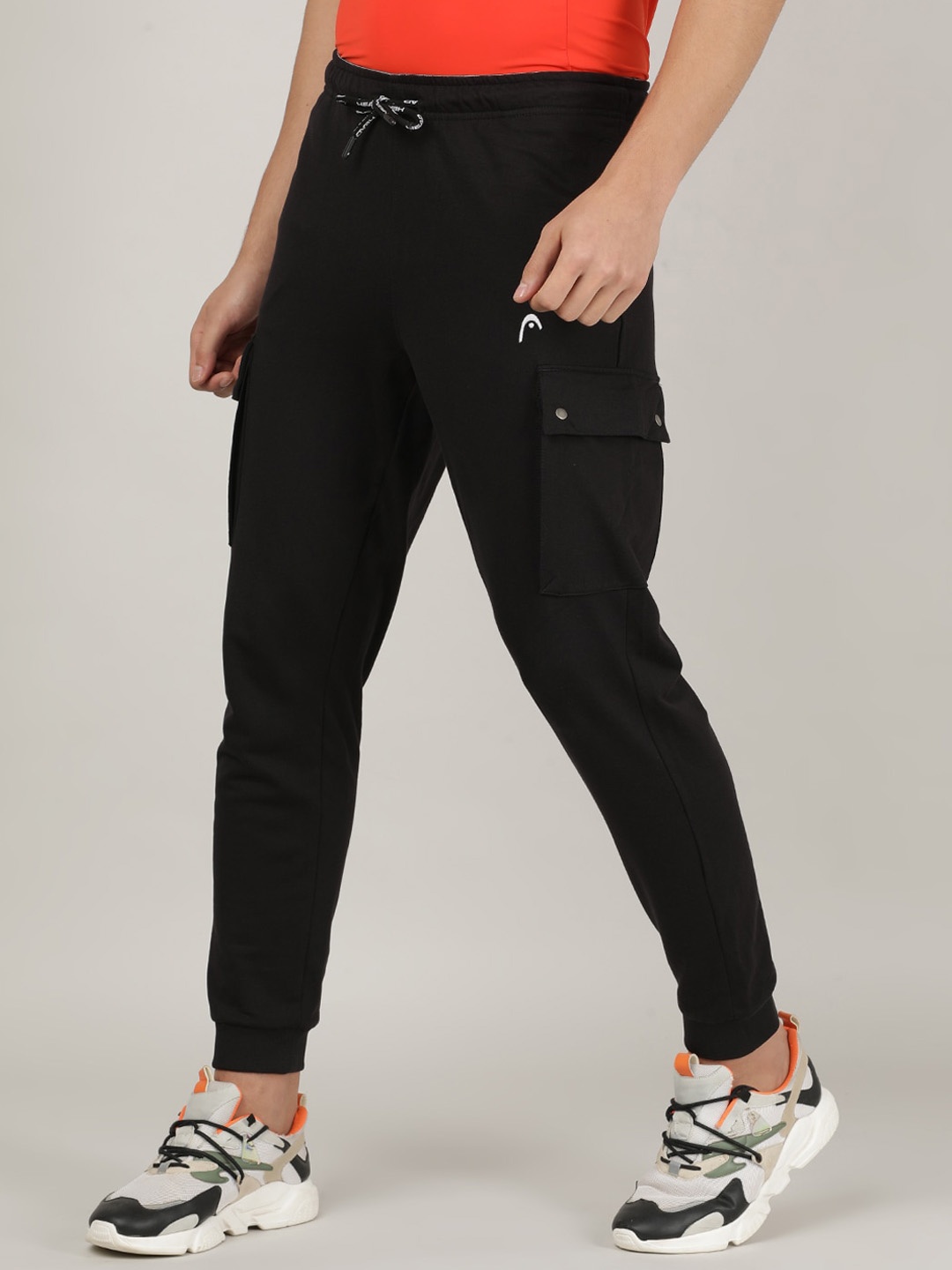

Head Men Black Solid Cotton Slim-Fit Joggers