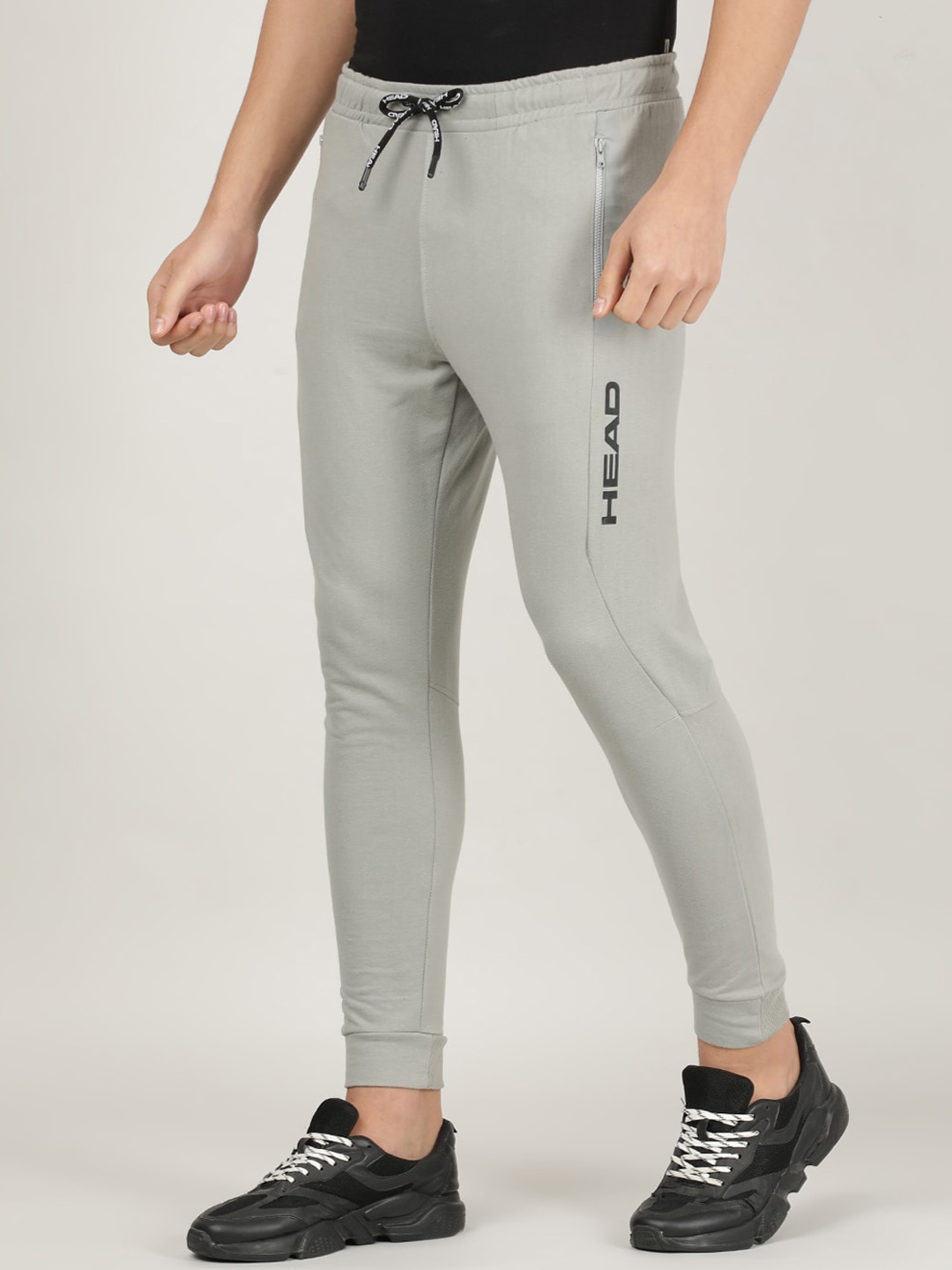 

Head Men Grey Solid Slim-Fit Cotton Jogger