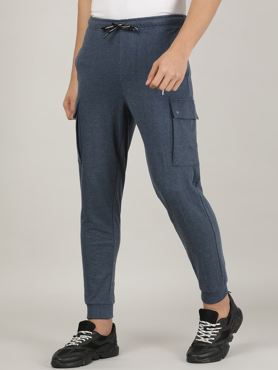 

Head Men Navy Blue Solid Cotton Slim-Fit Joggers