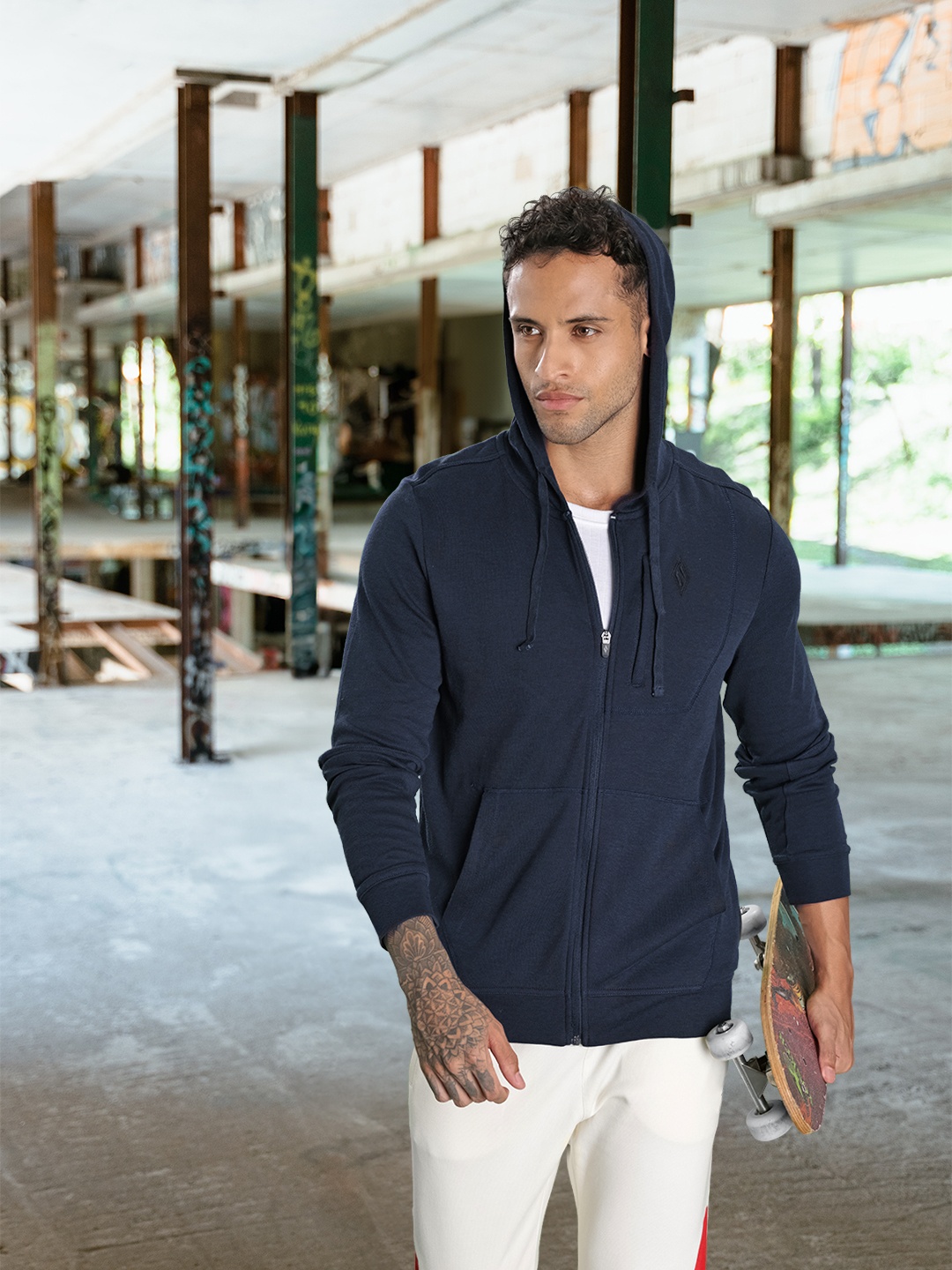 

Skechers Solid GOKNIT Hooded Lounge Jacket, Navy blue