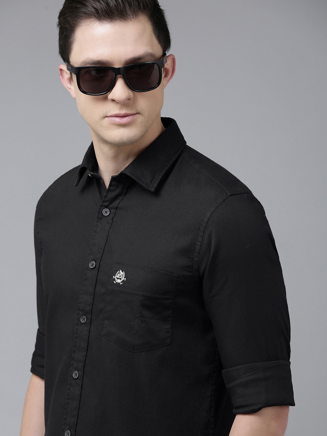 

U S Polo Assn Men Black Solid Tailored Fit Pure Cotton Casual Shirt
