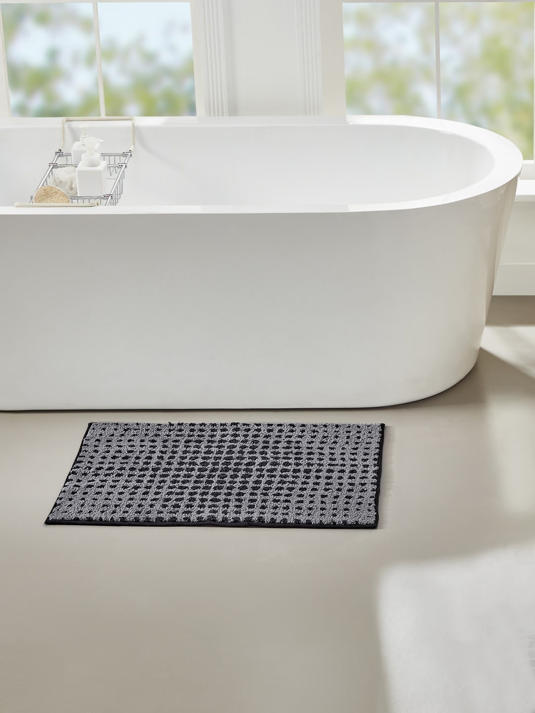 

Pano Black & Charcoal-Grey Printed 1902 GSM Bath Mat