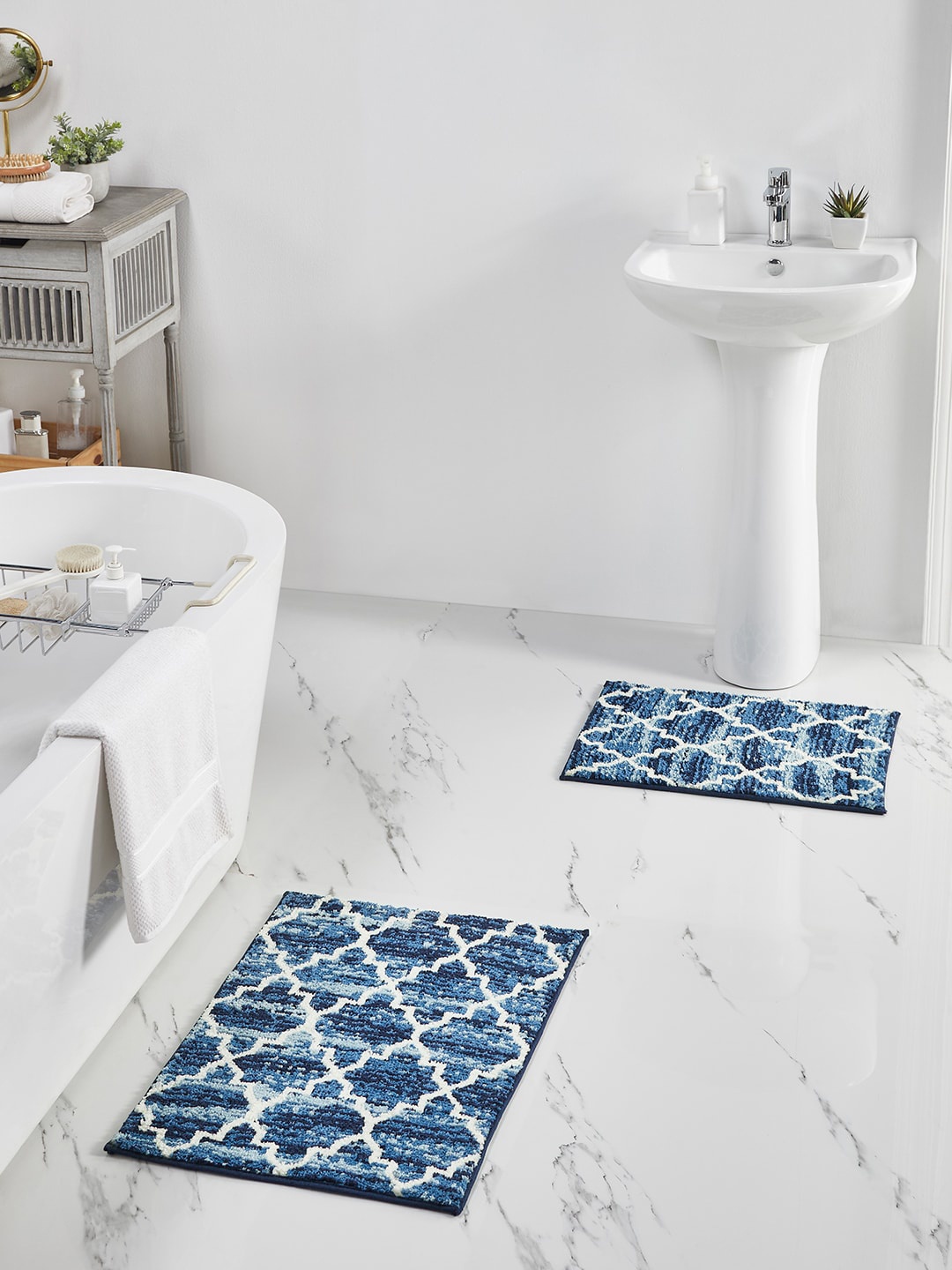 

Pano Set Of 2 Blue Printed 1902 GSM Bath Rugs