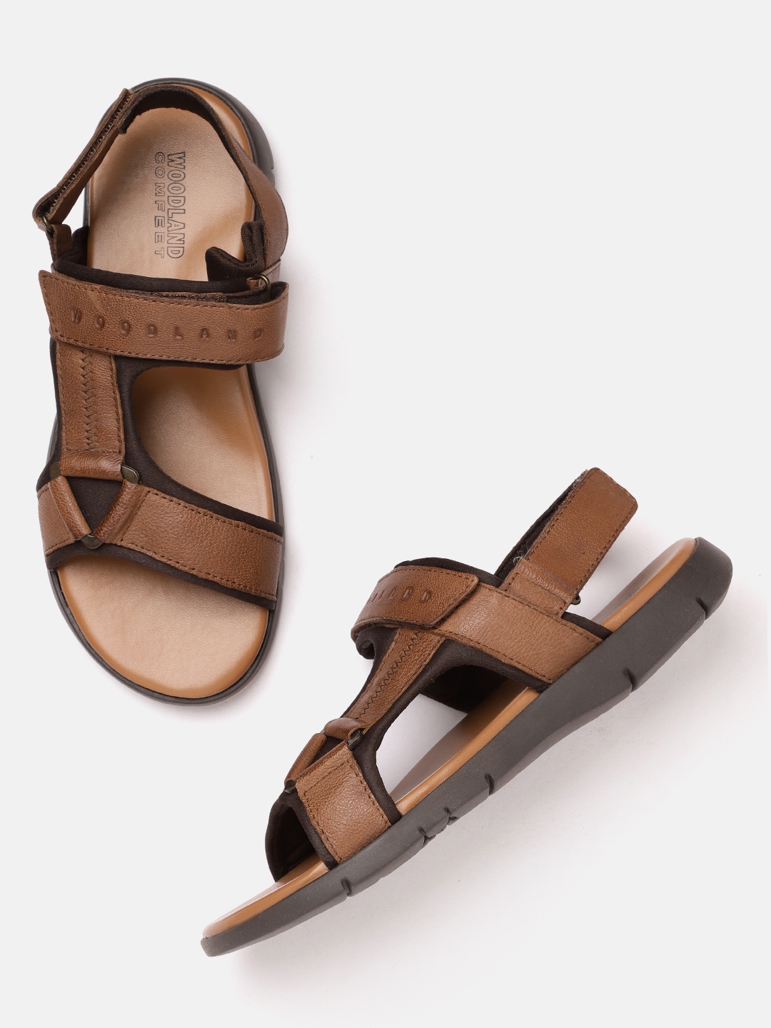 

Woodland Men Tan Brown Solid Leather Comfort Sandals