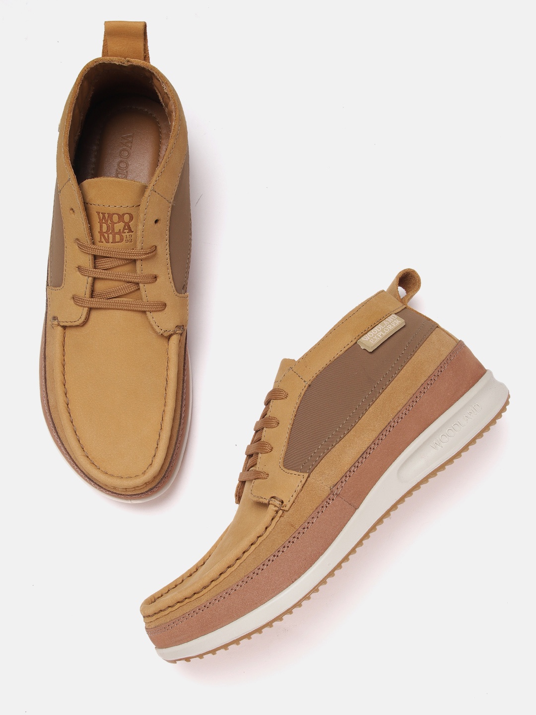 

Woodland Men Brown Colourblocked Nubuck Derbys