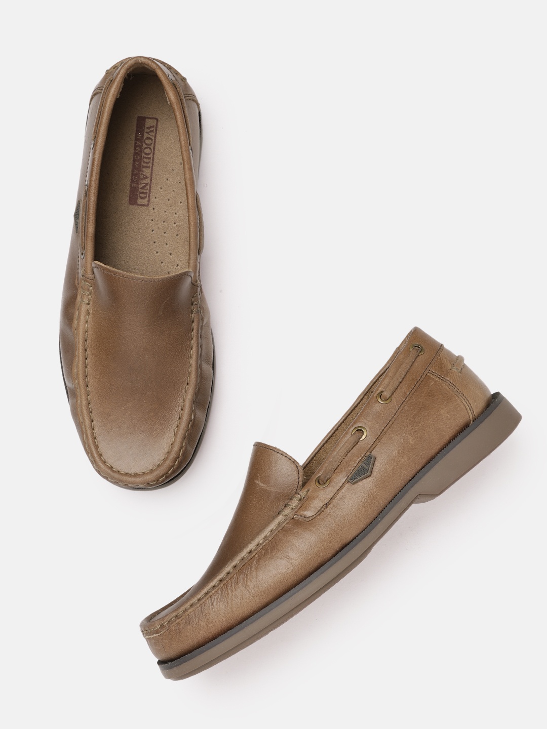 

Woodland Men Tan Brown Solid Leather Boat Shoes