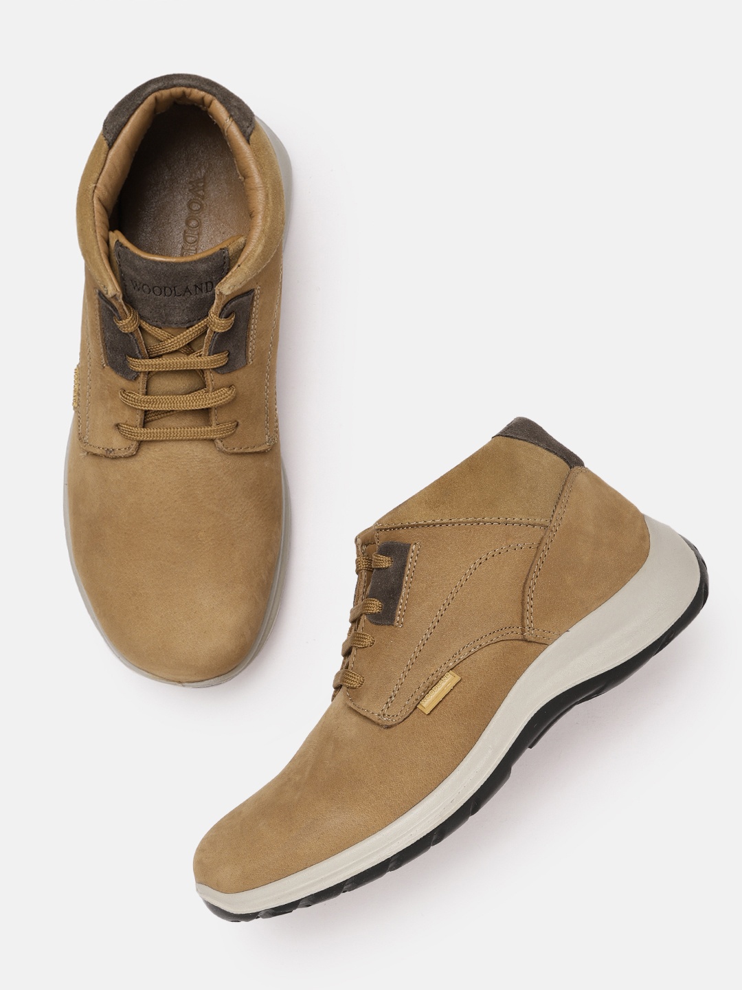 

Woodland Men Camel Brown Solid Leather Sneakers