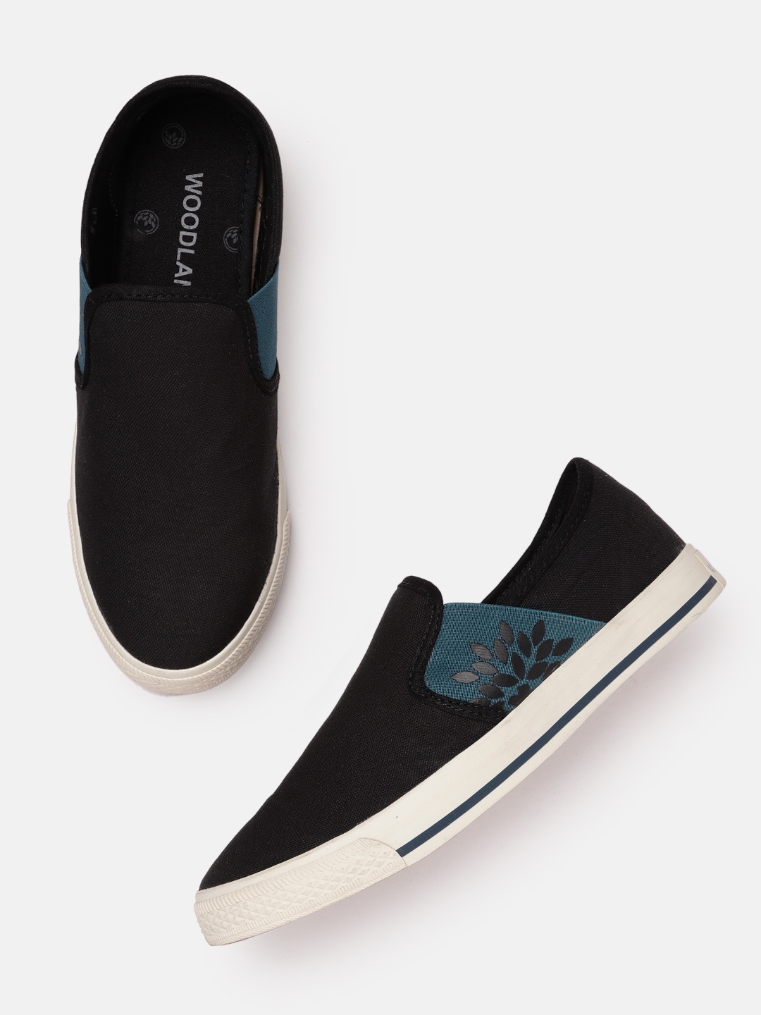 

Woodland Men Black & Teal Blue Solid Loafers