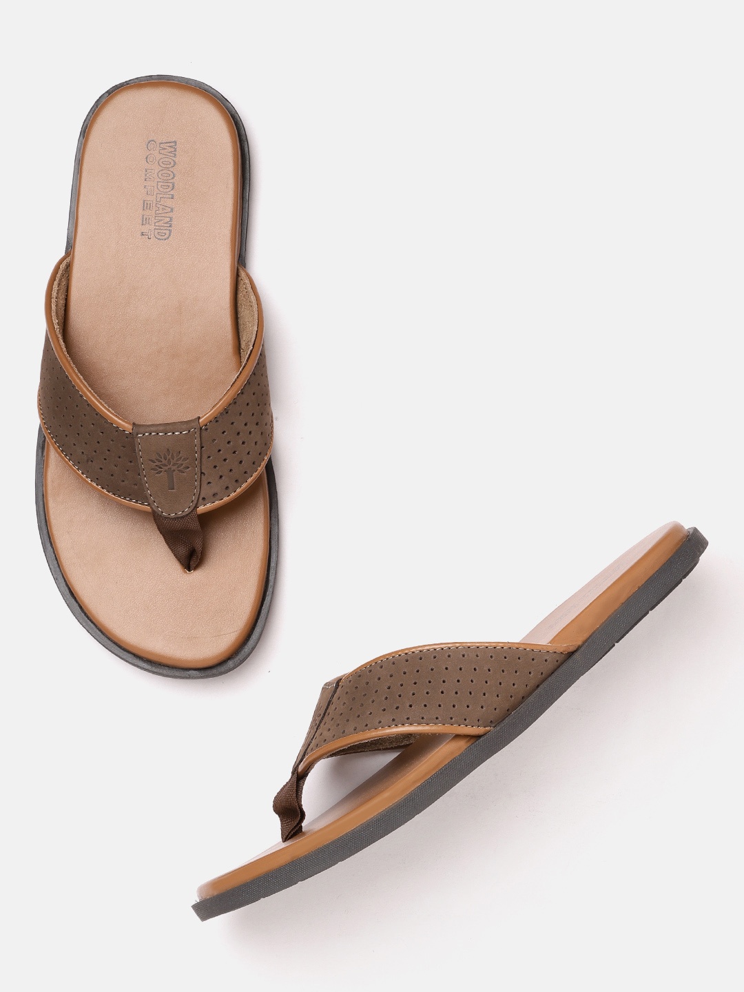 

Woodland Men Coffee Brown Perforated Leather Comfort Sandals