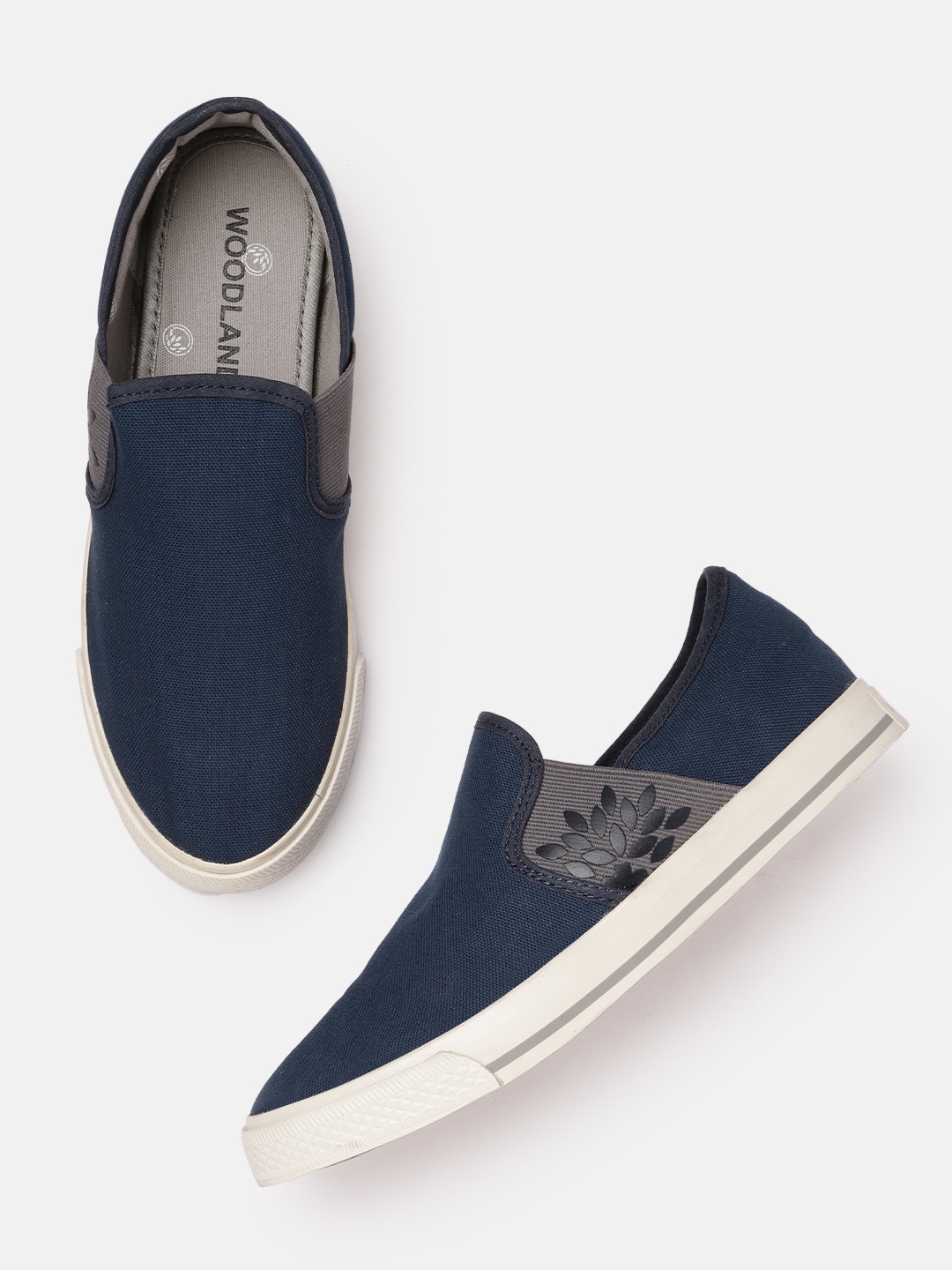 

Woodland Men Navy Blue & Grey Solid Loafers