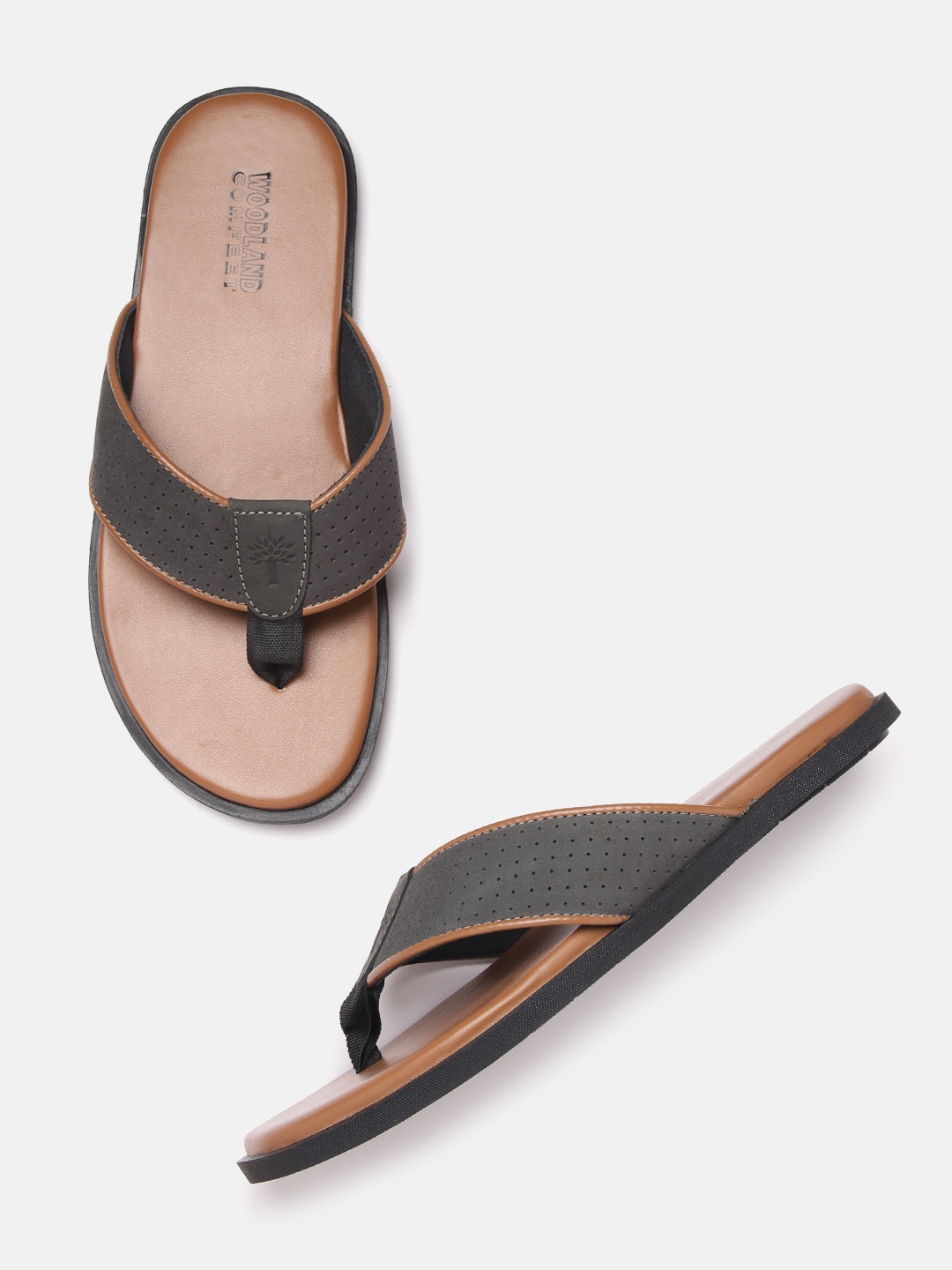 

Woodland Men Grey Perforated Leather Comfort Sandals