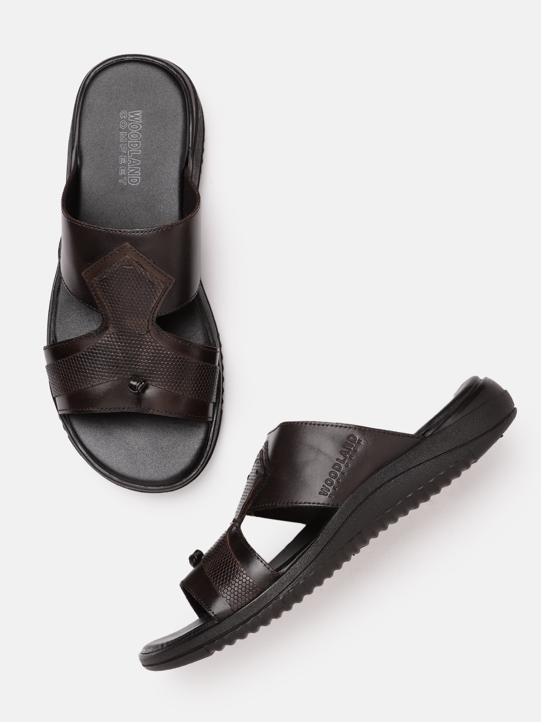 

Woodland Men Coffee Brown Solid Leather Comfort Sandals