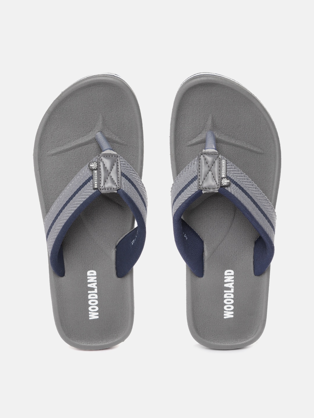

Woodland Men Brand Logo Print Thong Flip-Flops, Grey