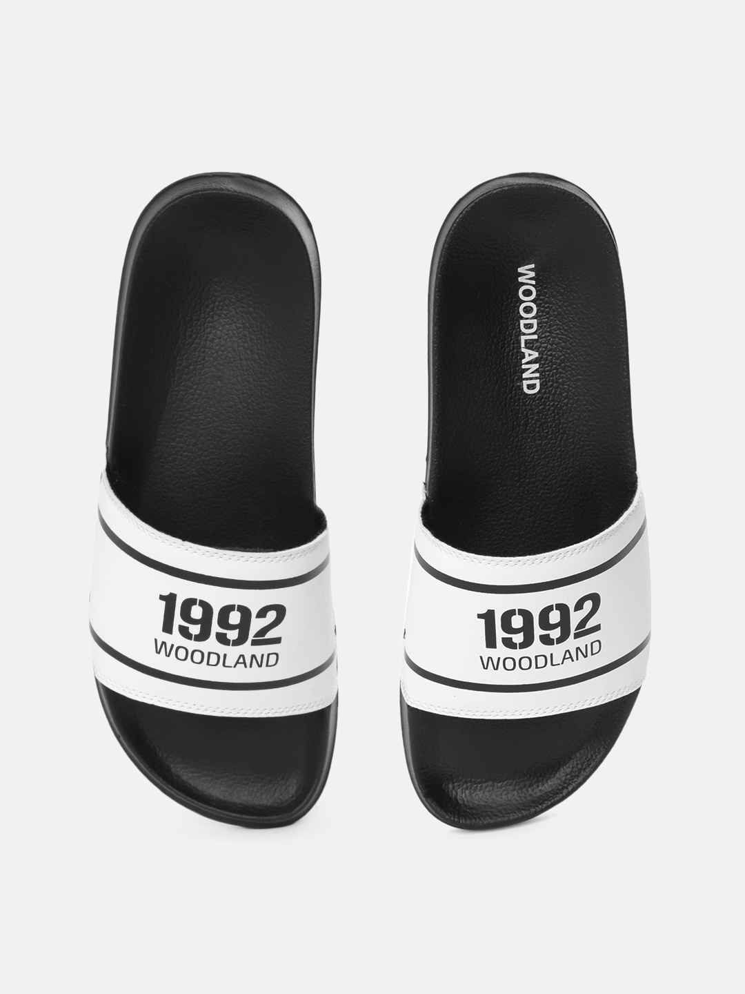 

Woodland Men White & Black Printed Sliders