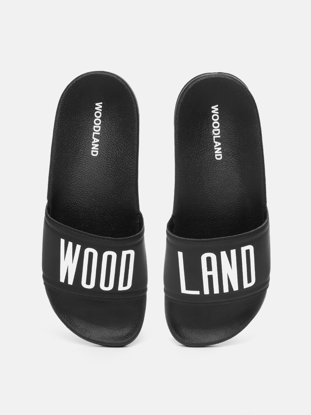 

Woodland Men Brand Logo Printed Sliders, Black