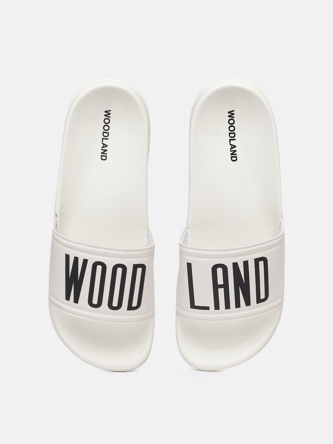 

Woodland Men Brand Logo Printed Sliders, White