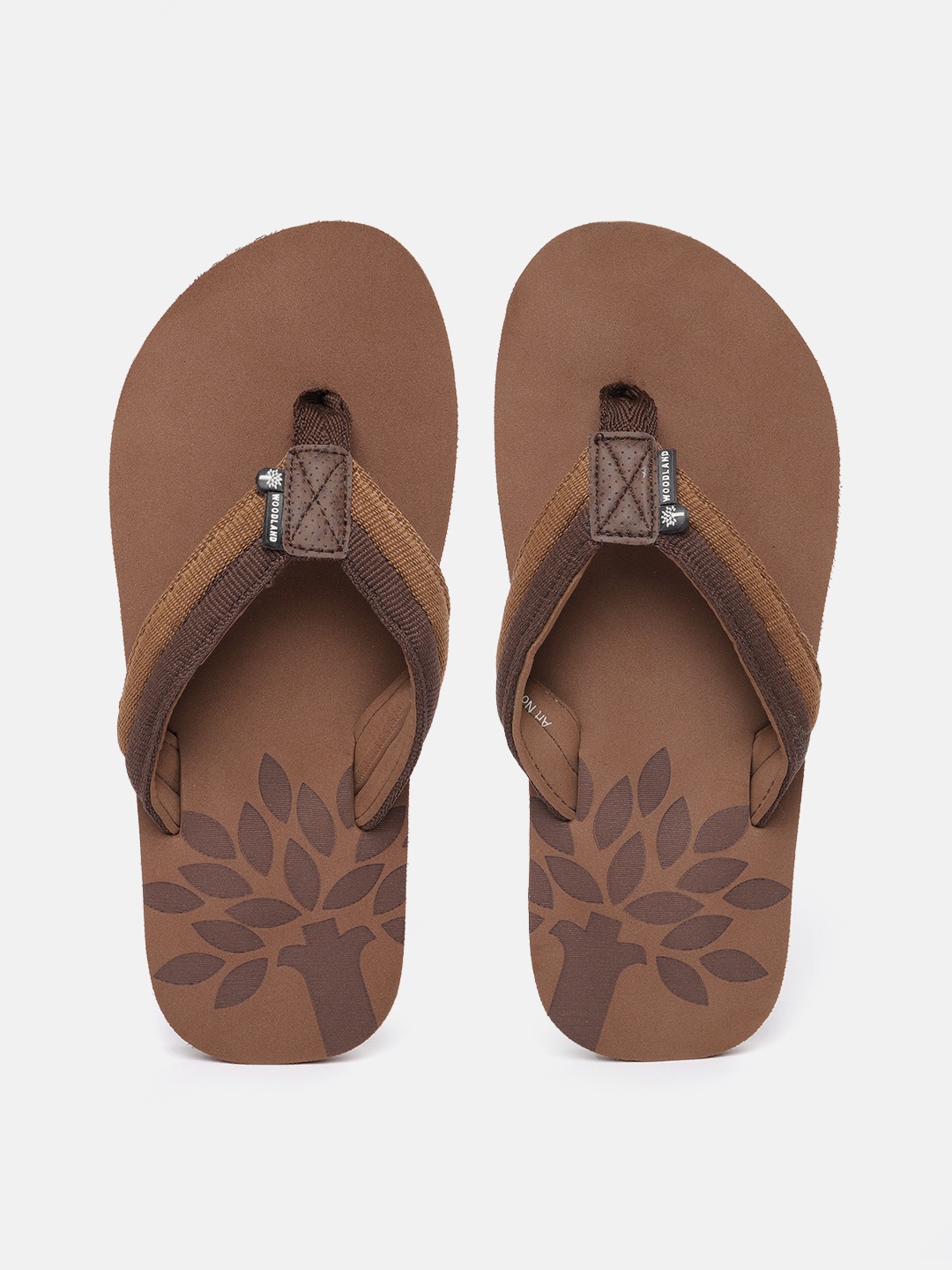 

Woodland Men Brand Logo Printed Thong Flip-Flops, Brown