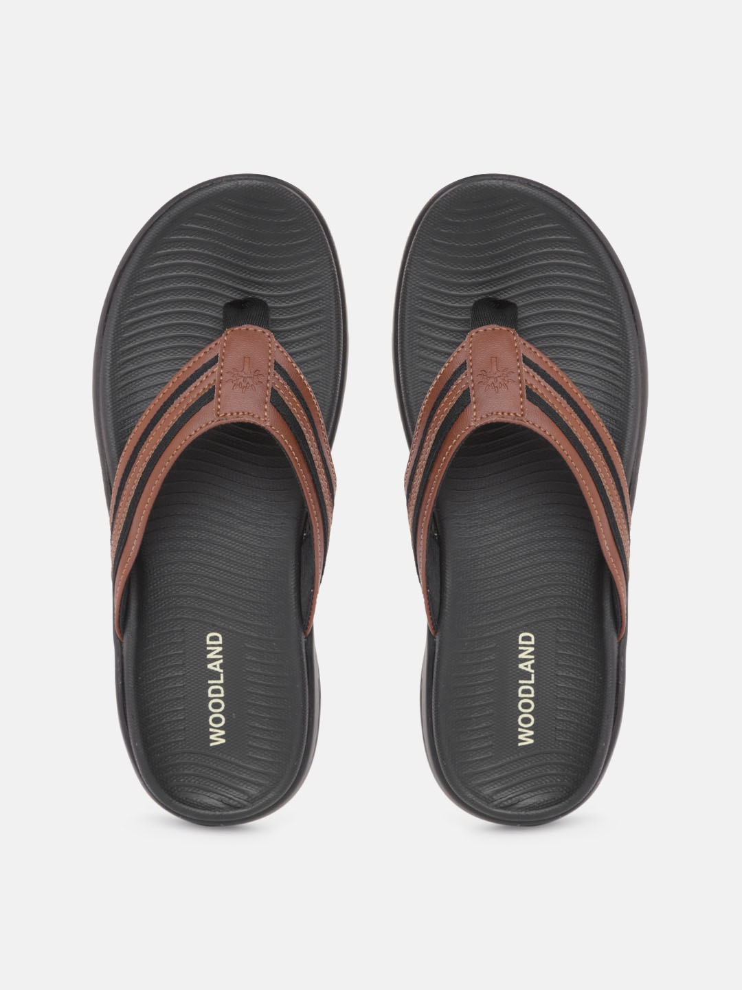 

Woodland Men Coffee Brown & Black Striped Thong Flip-Flops