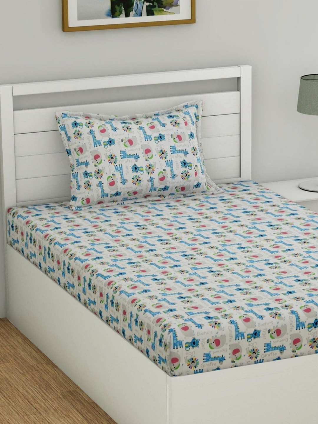 

Haus & Kinder Kids Quirky Print Cotton Single Printed Bedsheet, White