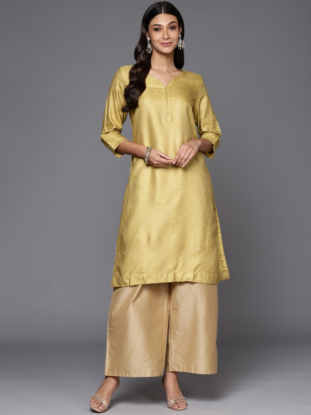 

Fabindia Women Lime Green Ethnic Motifs Printed Kurta