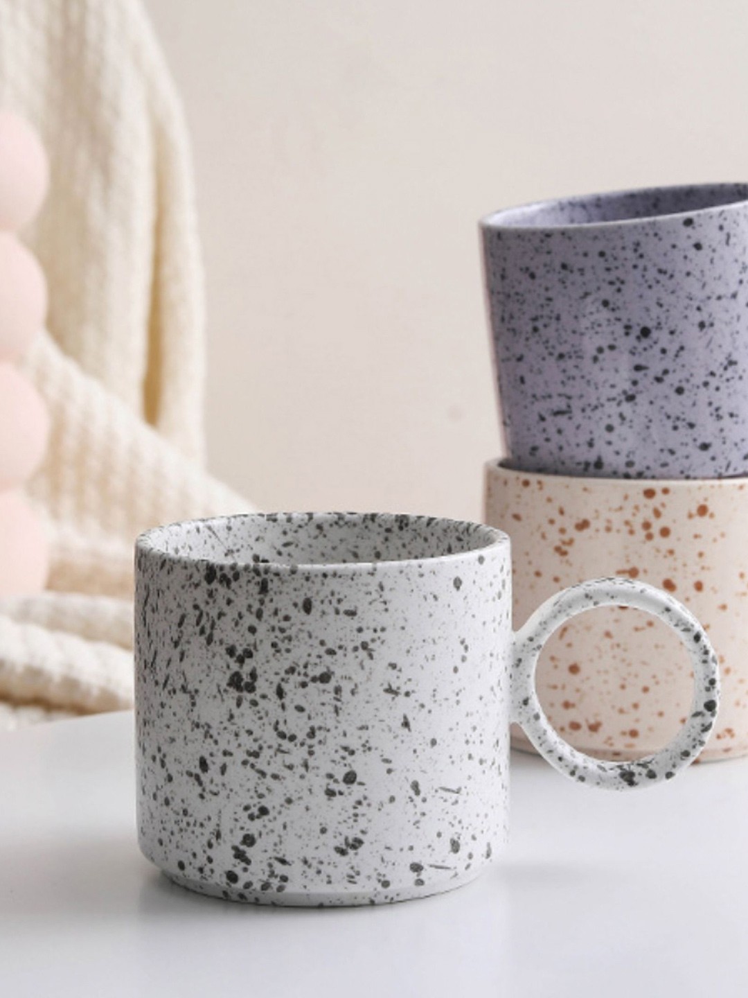 

Nestasia Grey Ceramic Speckled Ring Mug
