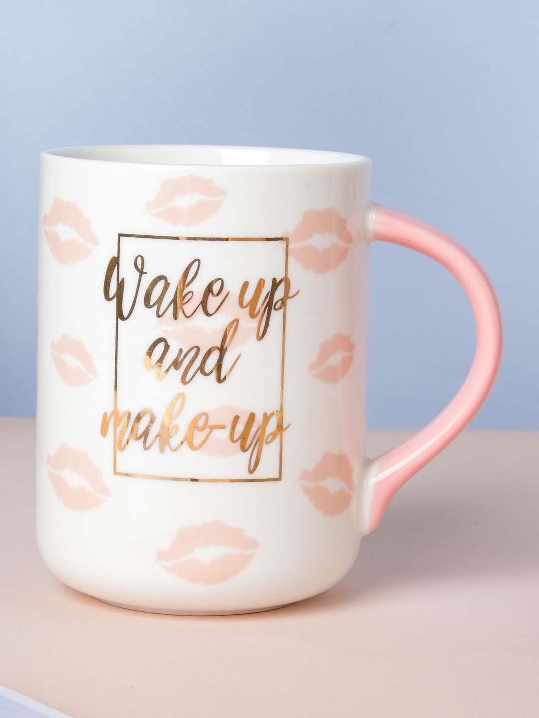 

Nestasia White and Pink Kiss Printed Ceramic Coffee Mug