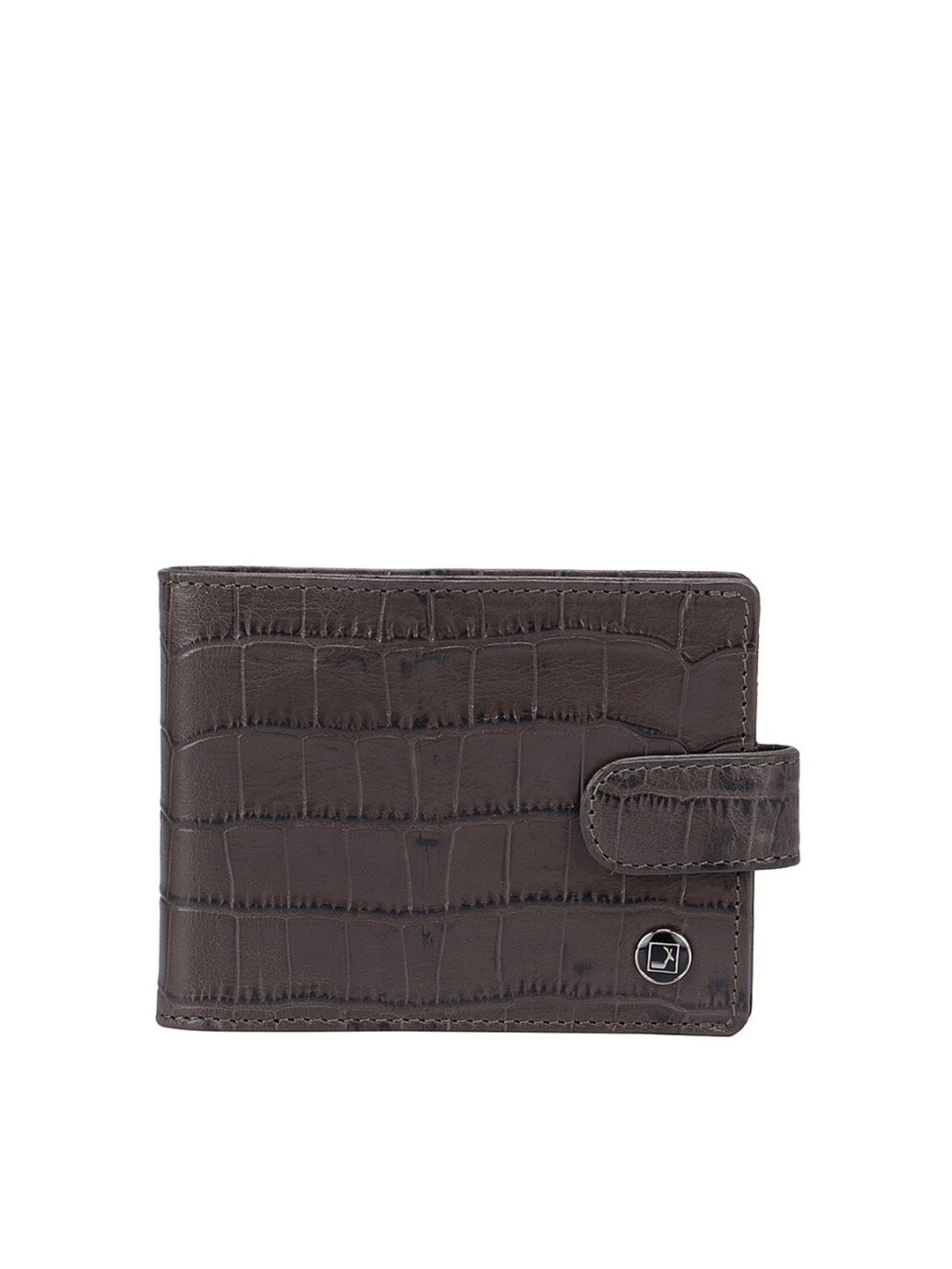 

Da Milano Men Grey Textured Leather Money Clip
