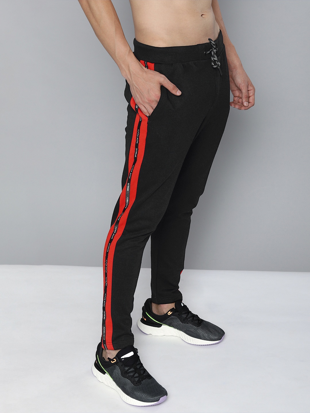 

Flying Machine Men Black Solid Track Pants